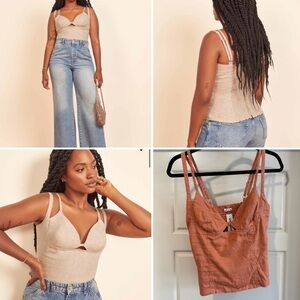 Reformation Gemini Linen Top - Salmon (Size 6)